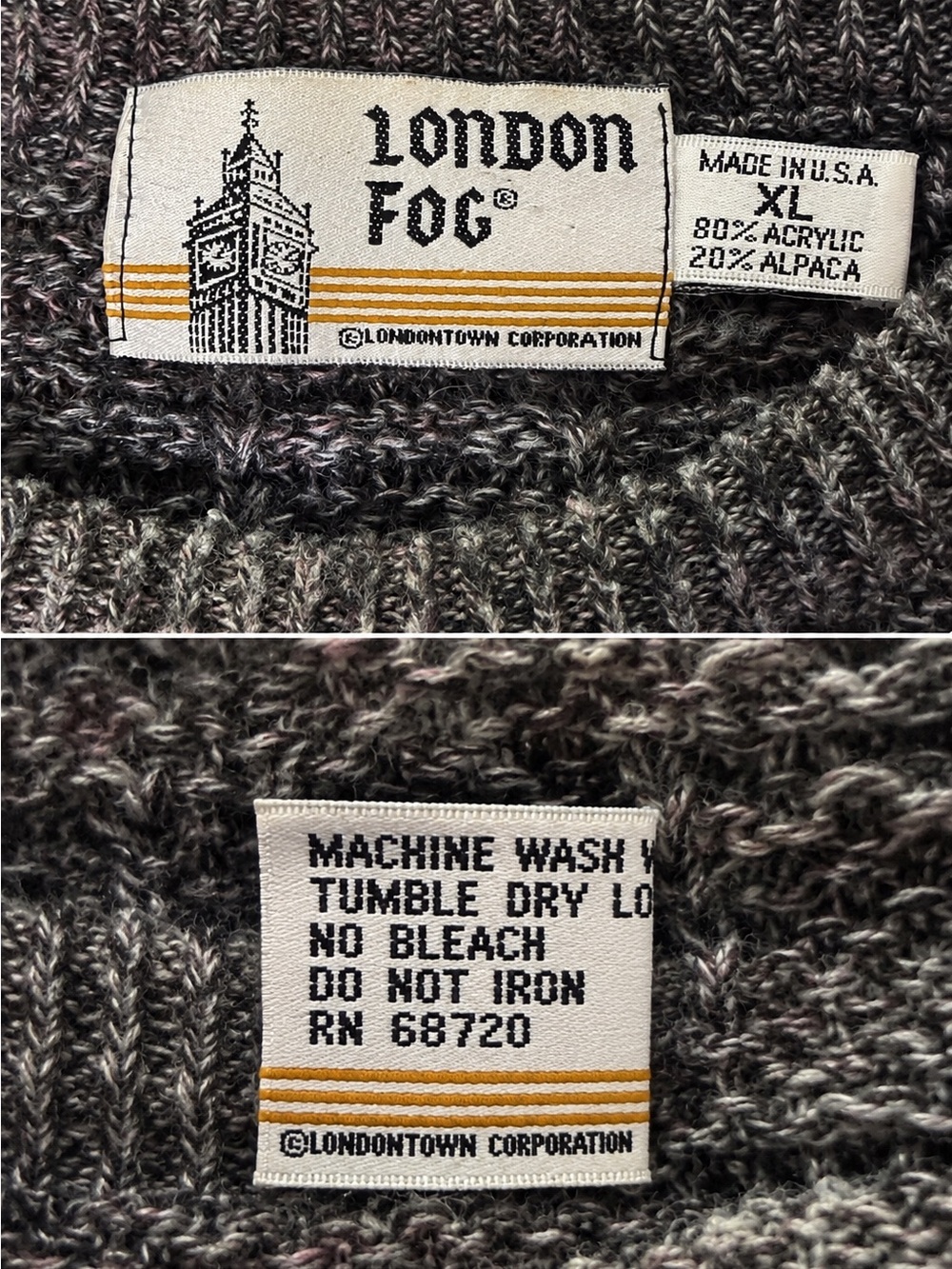 Vintage London Fog Men’s XL Alpaca Blend Cable Knit Sweater Made in USA - Picture 4 of 6
